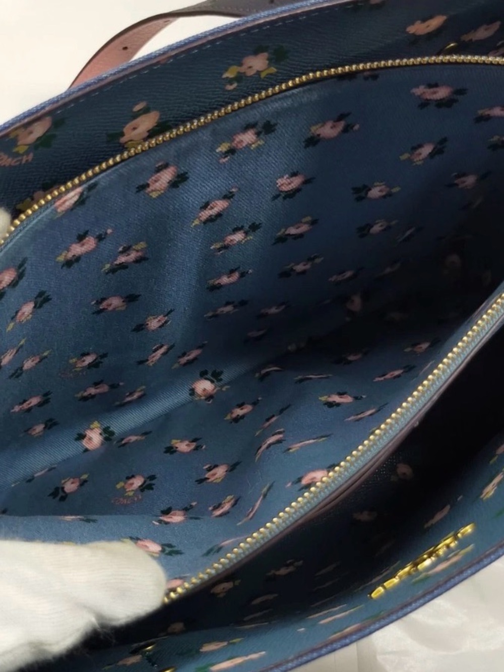 COACH Denim Blue Tote with Black Leather Straps - Picture 10 of 12
